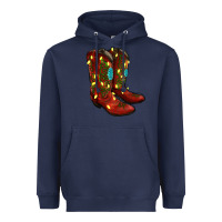 Navy Western Christmas Boots Heavyweight Hoodie - RanaPortraitStore