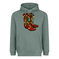 Sage Western Christmas Boots Heavyweight Hoodie - RanaPortraitStore