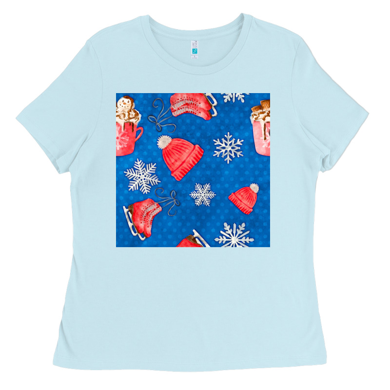 Winter  Snowflakes Hot Cocoa Ice Skating Shoes Ladies Tee by FaDigitalArtStudio | Teevron