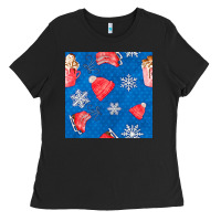 Black winter  snowflakes hot cocoa ice skating shoes Ladies Tee - FaDigitalArtStudio