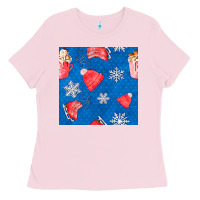 Bubblegum Pink winter  snowflakes hot cocoa ice skating shoes Ladies Tee - FaDigitalArtStudio