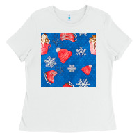 White winter  snowflakes hot cocoa ice skating shoes Ladies Tee - FaDigitalArtStudio