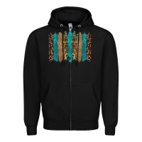Black glitter turqoise leopard tooled leather background Zipper Hoodie - RanaPortraitStore