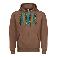 Chestnut glitter turqoise leopard tooled leather background Zipper Hoodie - RanaPortraitStore