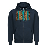Navy glitter turqoise leopard tooled leather background Zipper Hoodie - RanaPortraitStore
