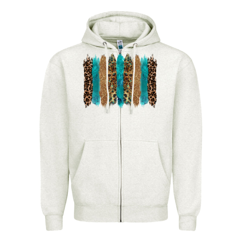 Glitter Turqoise Leopard Tooled Leather Background Zipper Hoodie by RanaPortraitStore | Teevron