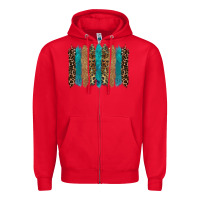 Red glitter turqoise leopard tooled leather background Zipper Hoodie - RanaPortraitStore