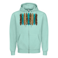 Seafoam glitter turqoise leopard tooled leather background Zipper Hoodie - RanaPortraitStore