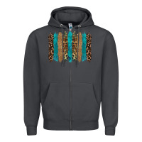 Smoke glitter turqoise leopard tooled leather background Zipper Hoodie - RanaPortraitStore
