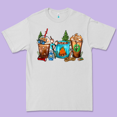 Camping Coffee Cups Premium Tee Designed By Fadigitalartstudio