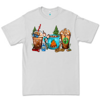Dove Grey Camping Coffee Cups Premium Tee - FaDigitalArtStudio