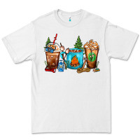 White Camping Coffee Cups Premium Tee - FaDigitalArtStudio