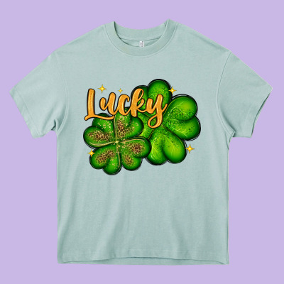 St. Patrick's Lucky And Shamrock Heavy Core Tee Designed By Oliviacreatesart