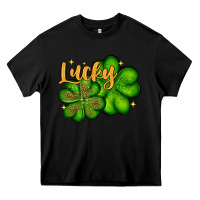 Black St. Patrick's Lucky and shamrock Heavy Core Tee - OliviaCreatesArt