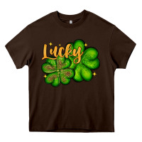 Chocolate Brown St. Patrick's Lucky and shamrock Heavy Core Tee - OliviaCreatesArt