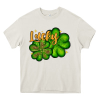 Cream St. Patrick's Lucky and shamrock Heavy Core Tee - OliviaCreatesArt