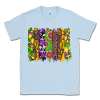 Dusty Blue mardi gras sunflower fleur de lis leopard cowhide brushstrokes Classic Tee - Artiststas