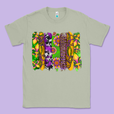 Mardi Gras Sunflower Fleur De Lis Leopard Cowhide Brushstrokes Classic Tee Designed By Artiststas