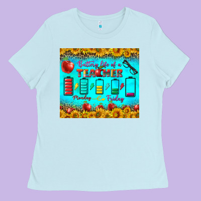 Battery Life Of A Teacher Tumbler Ladies Tee Designed By Bundleandbundleshop