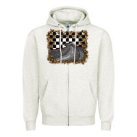 Oatmeal Heather leopard racing  background Zipper Hoodie - RanaPortraitStore