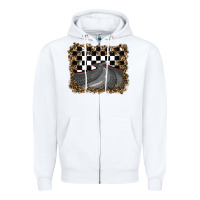 White leopard racing  background Zipper Hoodie - RanaPortraitStore