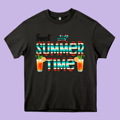 Sweet Summer Time Cocktail Heavy Core Tee Designed By Cowcowdesign