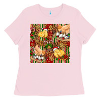 Bubblegum Pink christmas chicken Ladies Tee - FaDigitalArtStudio