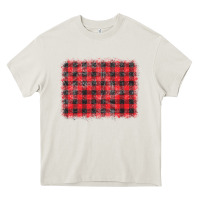 Cream distressed buffalo plaid background Heavy Core Tee - CowCowDesign
