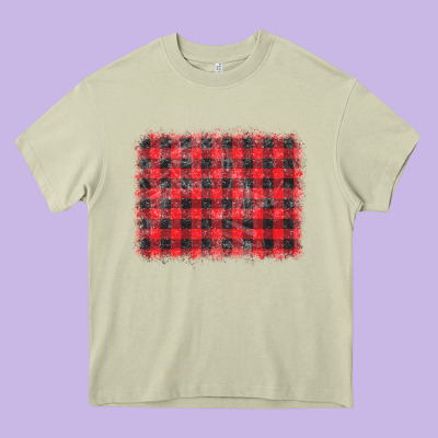 Distressed Buffalo Plaid Background Heavy Core Tee Designed By Cowcowdesign