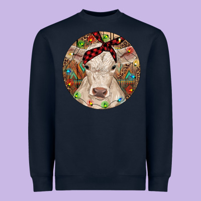 Christmas Charolais Calf Baby Cow Heavyweight Sweatshirt Designed By Ranaportraitstore