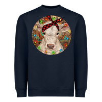 Navy Christmas Charolais Calf Baby Cow Heavyweight Sweatshirt - RanaPortraitStore