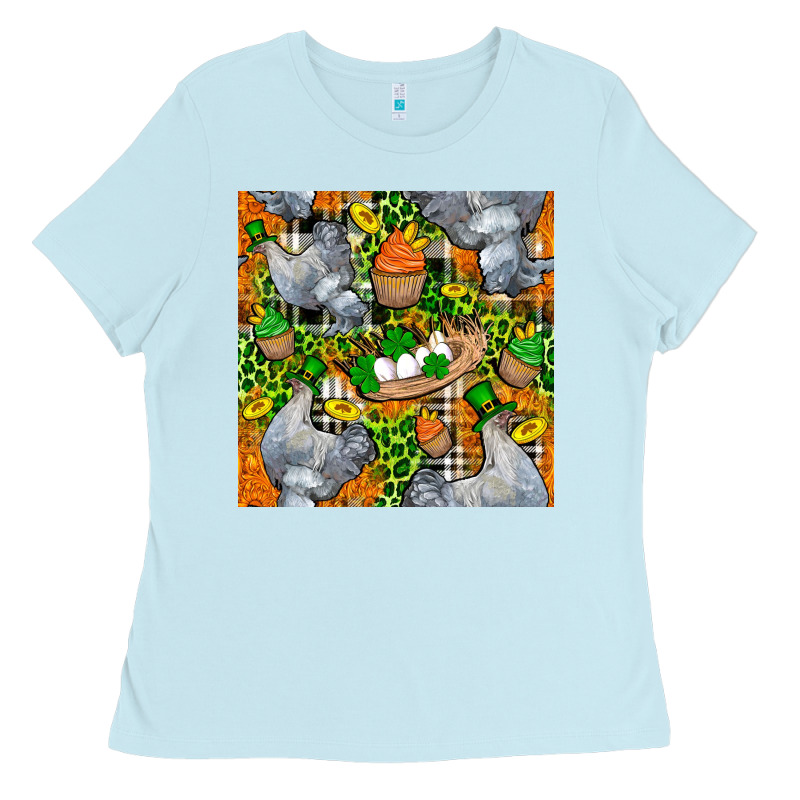 St. Patricks Chicken With Cupcake Leopard Ladies Tee by FaDigitalArtStudio | Teevron