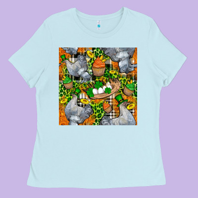 St. Patricks Chicken With Cupcake Leopard Ladies Tee Designed By Fadigitalartstudio