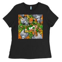 Black St. Patricks Chicken With Cupcake Leopard Ladies Tee - FaDigitalArtStudio