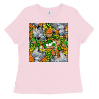Bubblegum Pink St. Patricks Chicken With Cupcake Leopard Ladies Tee - FaDigitalArtStudio