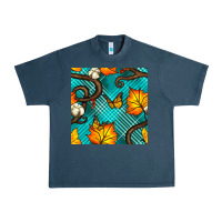 Midnight Navy autumn leaves seamless pattern Urban Heavy Tee - BundleAndBundleShop