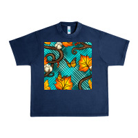 Navy autumn leaves seamless pattern Urban Heavy Tee - BundleAndBundleShop