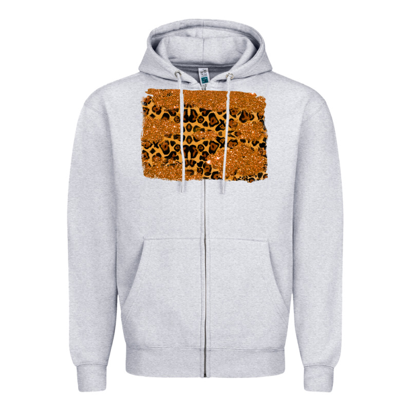 Leopard Glitter Background Zipper Hoodie by RanaPortraitStore | Teevron