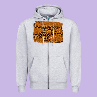Leopard Glitter Background Zipper Hoodie Designed By Ranaportraitstore