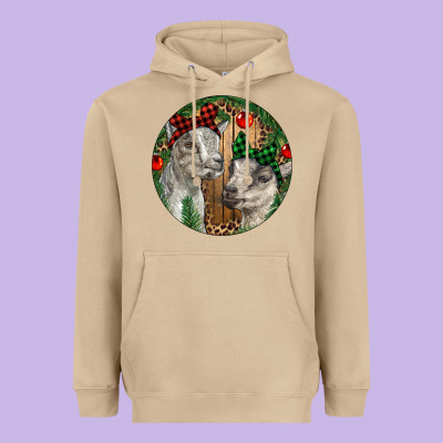 Baby Goats Christmas Heavyweight Hoodie Designed By Ranaportraitstore