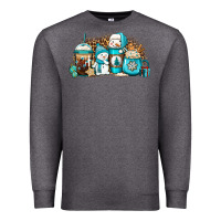 Charcoal Heather winter snowman coffee cups Premium Sweatshirt - Jasminsmagicworld