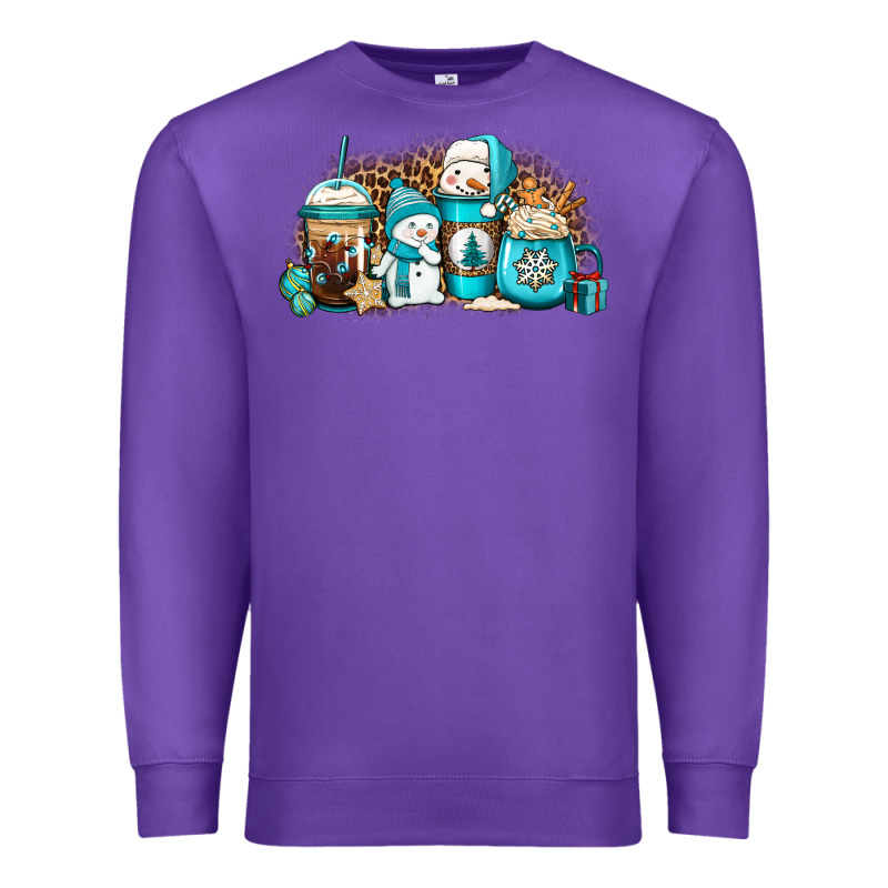 Winter Snowman Coffee Cups Premium Sweatshirt by Jasminsmagicworld | Teevron