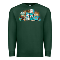 Sports Green winter snowman coffee cups Premium Sweatshirt - Jasminsmagicworld