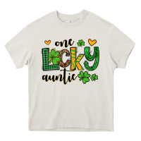 Cream One lucky auntie St. Patrick's Heavy Core Tee - OliviaCreatesArt