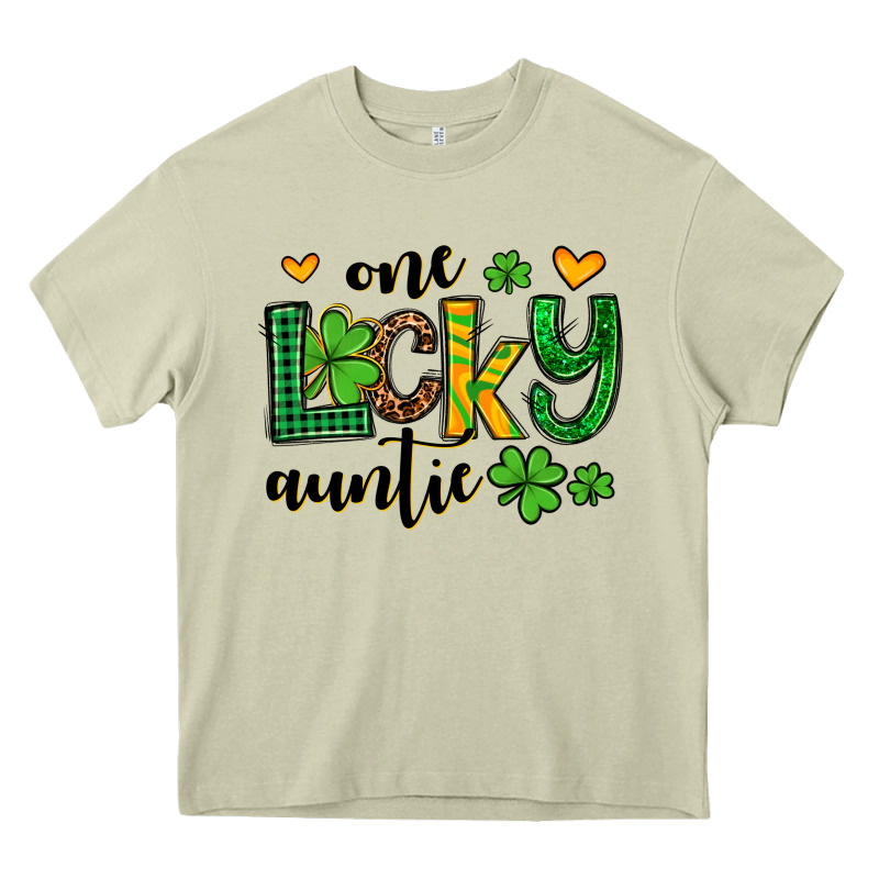 One Lucky Auntie St. Patrick's Heavy Core Tee by OliviaCreatesArt | Teevron