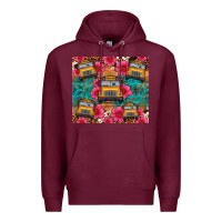 Burgundy school bus leopard cowhide Premium Hoodie - Artiststas