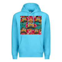 Ocean Blue school bus leopard cowhide Premium Hoodie - Artiststas