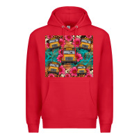 Red school bus leopard cowhide Premium Hoodie - Artiststas