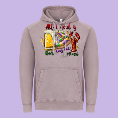 All I Need Is Beer King Cake Crawfish Vintage Hoodie Designed By Sublimationcraftshop