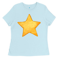 Baby Blue yellow star Ladies Tee - FaDigitalArtStudio